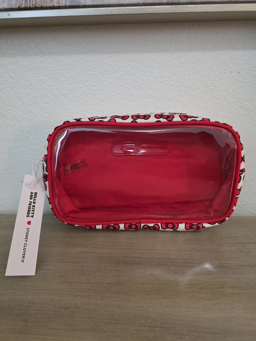 Stoney Clover Lane Red Hello Kitty Clear Cosmetic Pouch
